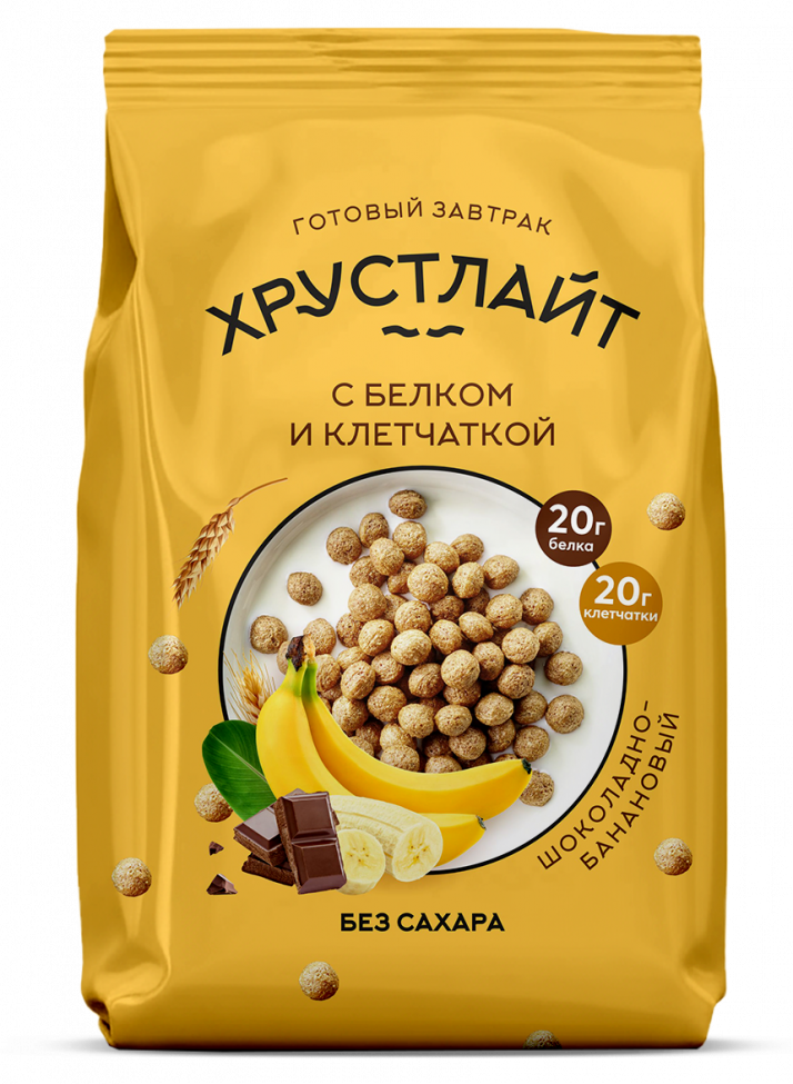 ХРУСТЛАЙТ готовый завтрак шоколадно-банановый с белком и клетчаткой - в магазине Моя диета