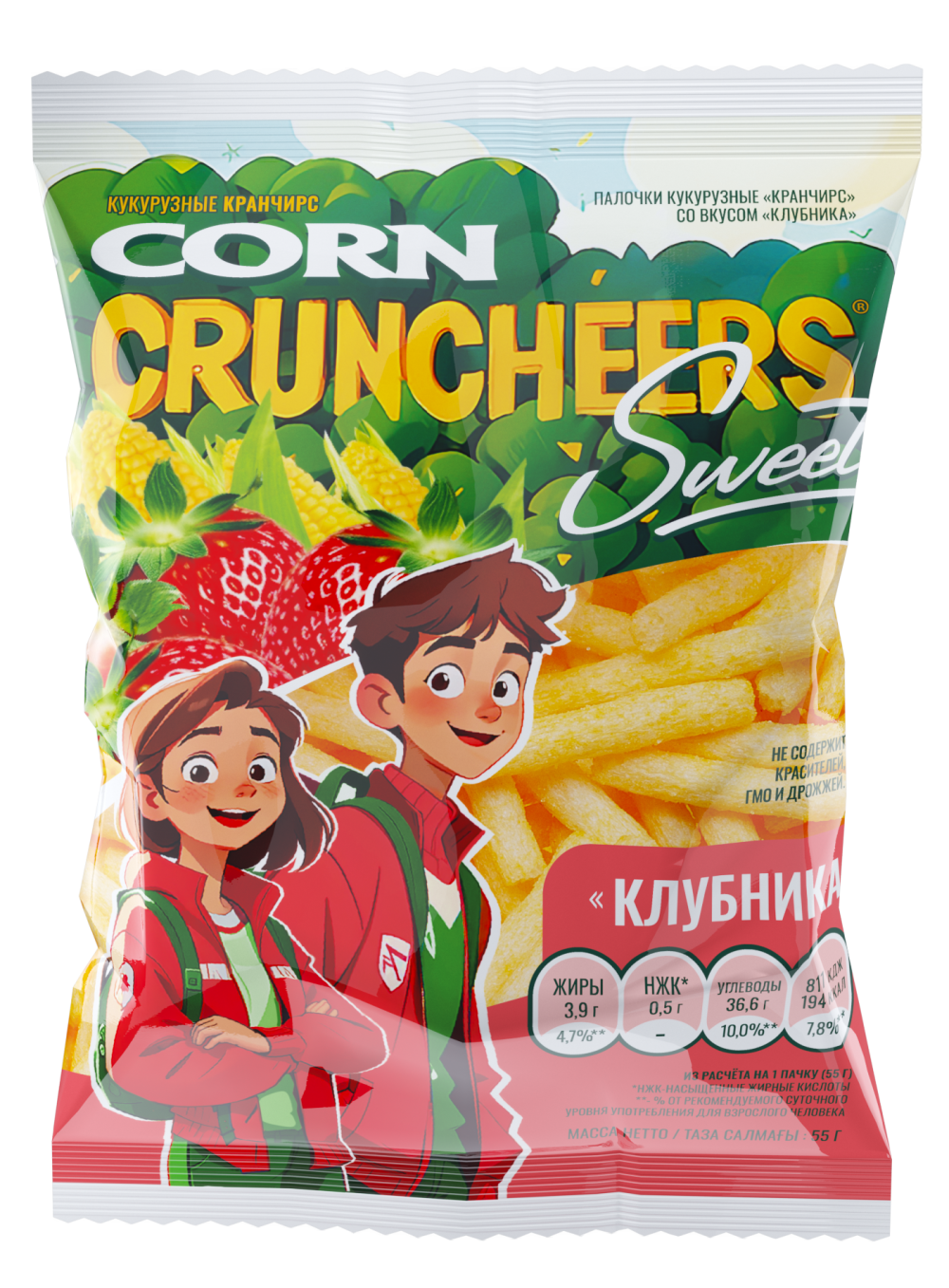 Продукт экструдированный "Кранчирс" кукурузный со вкусом "Клубника" - в магазине Моя диета
