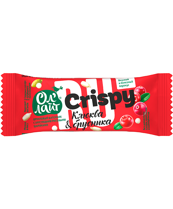 Фруктовый батончик ОЛ'ЛАЙТ клюква брусника с хрустящими рисовыми шариками - в магазине Моя диета