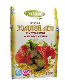 Печенье "Золотой лен" с клубникой на мальтите и стевии, без муки содержащей глютен