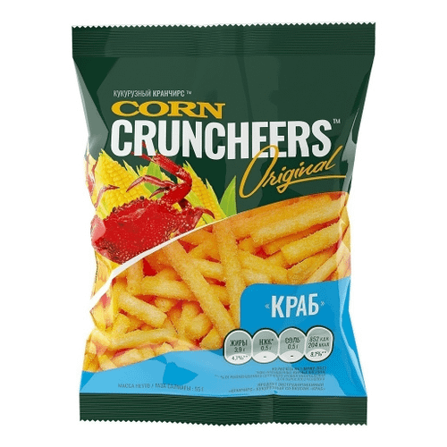 Продукт экструдированный &quot;Кранчирс&quot; кукурузный со вкусом &quot;Краб&quot;